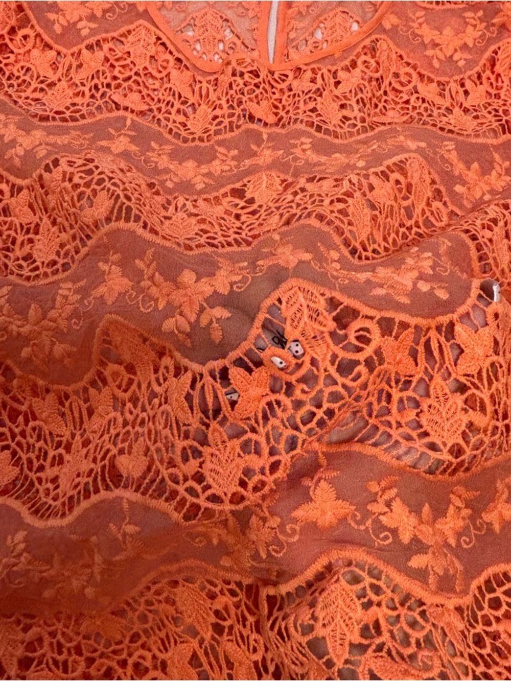 Kobi Halperin Orange Lace Blouse M - Picture 3 of 5